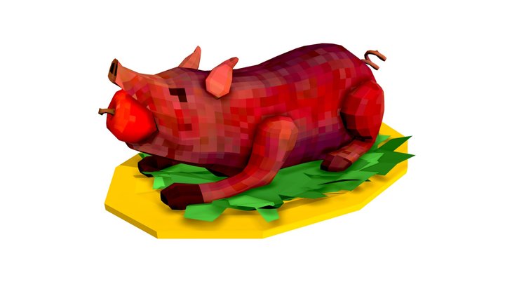 Pixelated Stylized Roasted Pig 3D Model