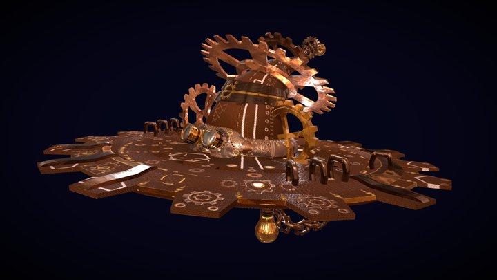 Steampunk witch hat with goggles 3D Model