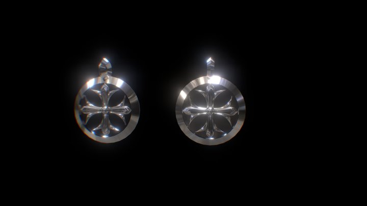 chrome hearts Silver Ring Cross Necklace Pendant 3D Model