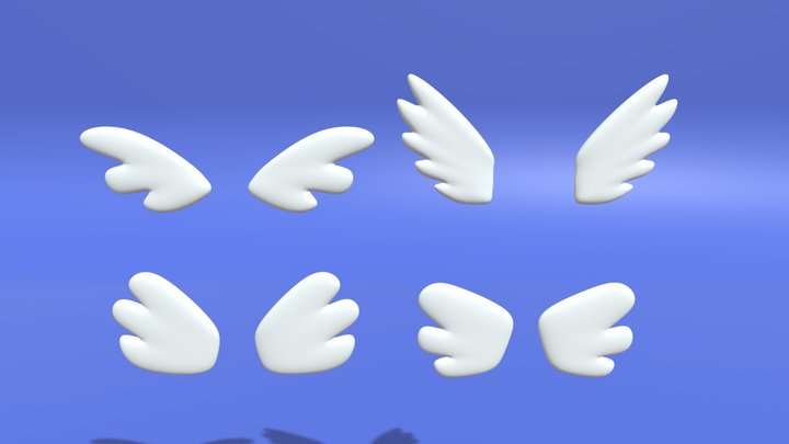 Cartoon Cute Wings Collection 3D Model