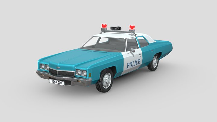 Low Poly Car - Chevrolet Impala Mk5 1972 Police 3D Model