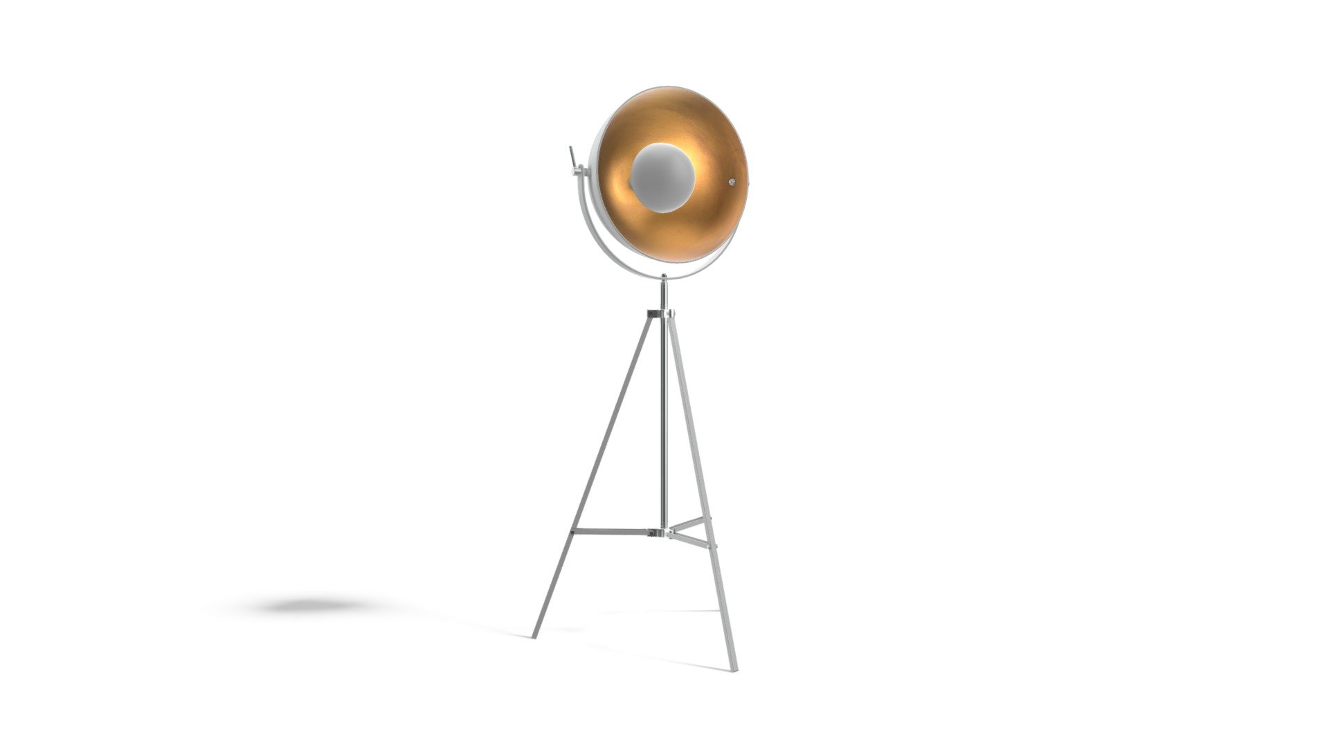 Chicago Tripod Floor Lamp, Muted Grey And Brass — Sketchfab embed 3D viewer