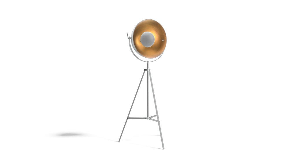 Chicago Tripod Floor Lamp, Muted Grey And Brass