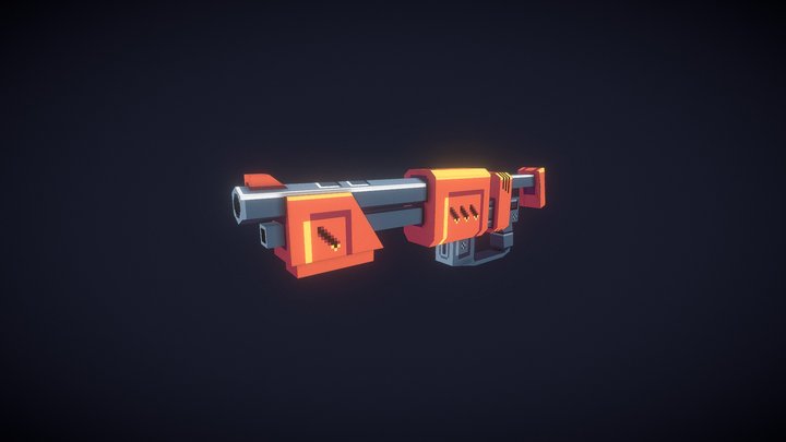 Low-Poly Pixel Shotgun 3D Model