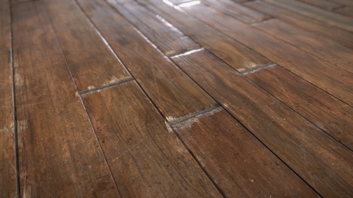 Old Varnished Floorboards 3D Model