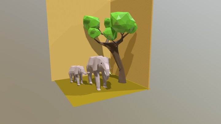 low poly elephants 3D Model