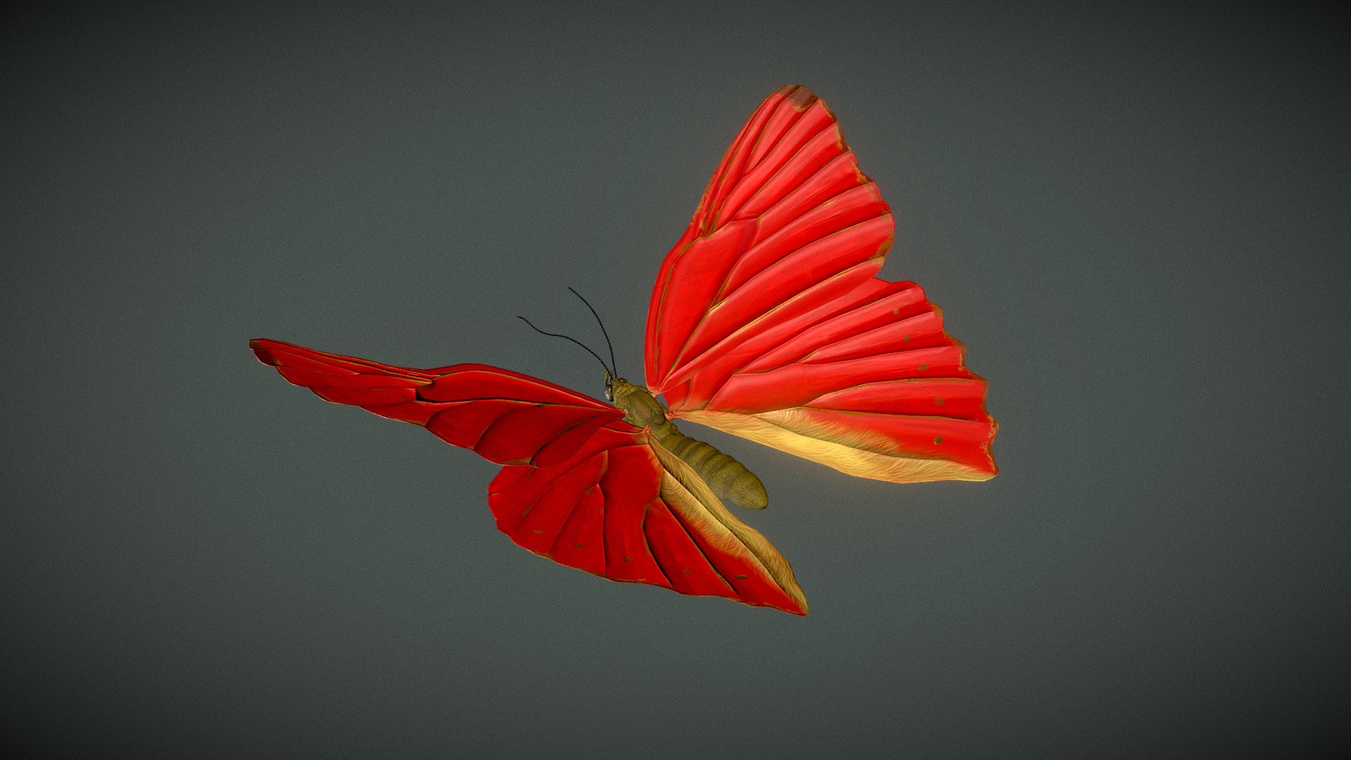 Butterfly Blood Red Glider Buy Royalty Free 3D model by 3dartstevenz