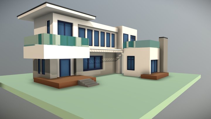 Modern House Low Poly 3D Model