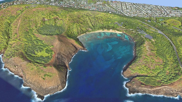 Hanauma Bay, Honolulu island 3D Model