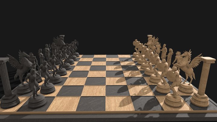 Chess Set - Greek Mythology Pieces 3D Model