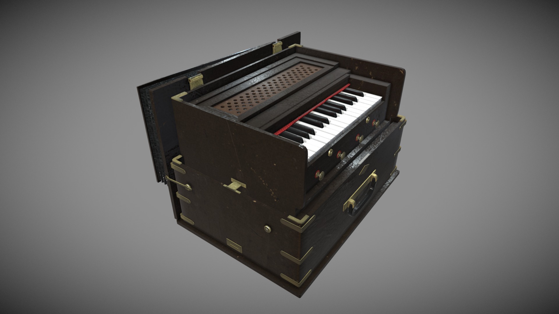 3D model Harmonium Dark - This is a 3D model of the Harmonium Dark. The 3D model is about a black and silver computer chip.