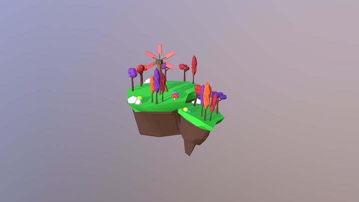 Stylised Floating Island Diorama 3D Model