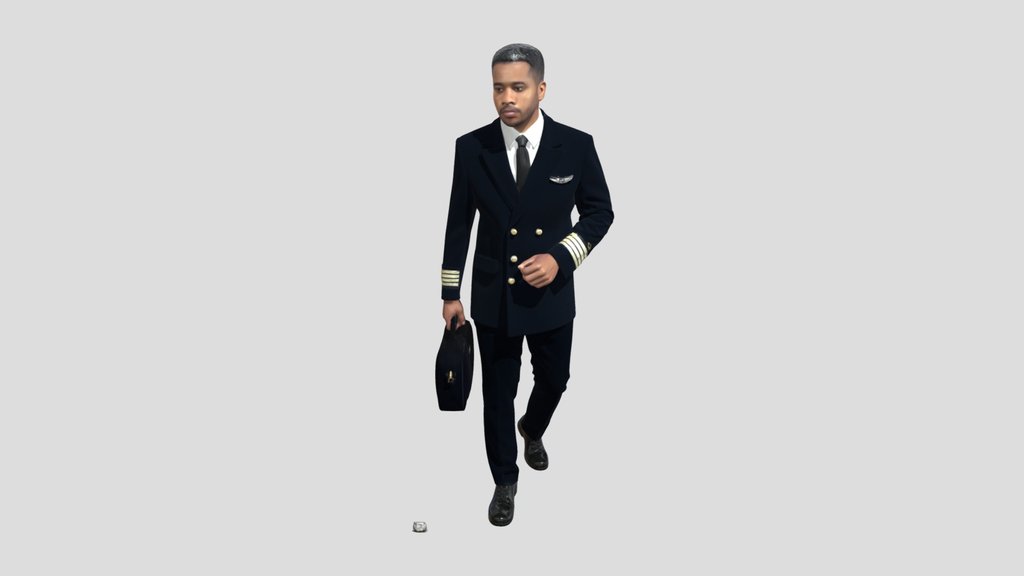 Airline Pilot in Dress Uniform with Briefcase