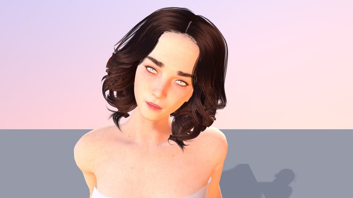 Milk Girl Sitting On A Wall 3D Model