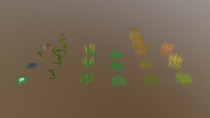 Low poly crops 3D Model