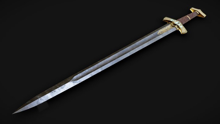 Runed Fantasy Viking Sword 3D Model