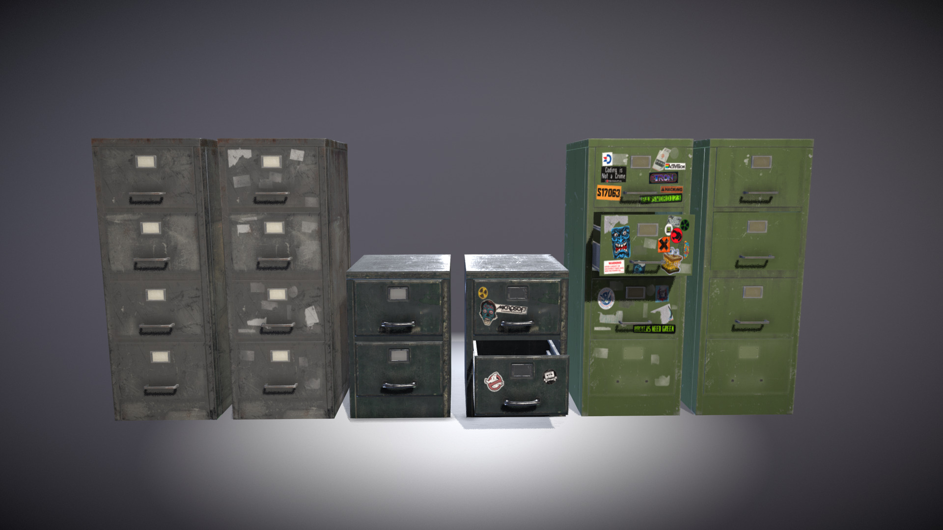3D model Filing Cabinets - This is a 3D model of the Filing Cabinets. The 3D model is about a group of computer servers.