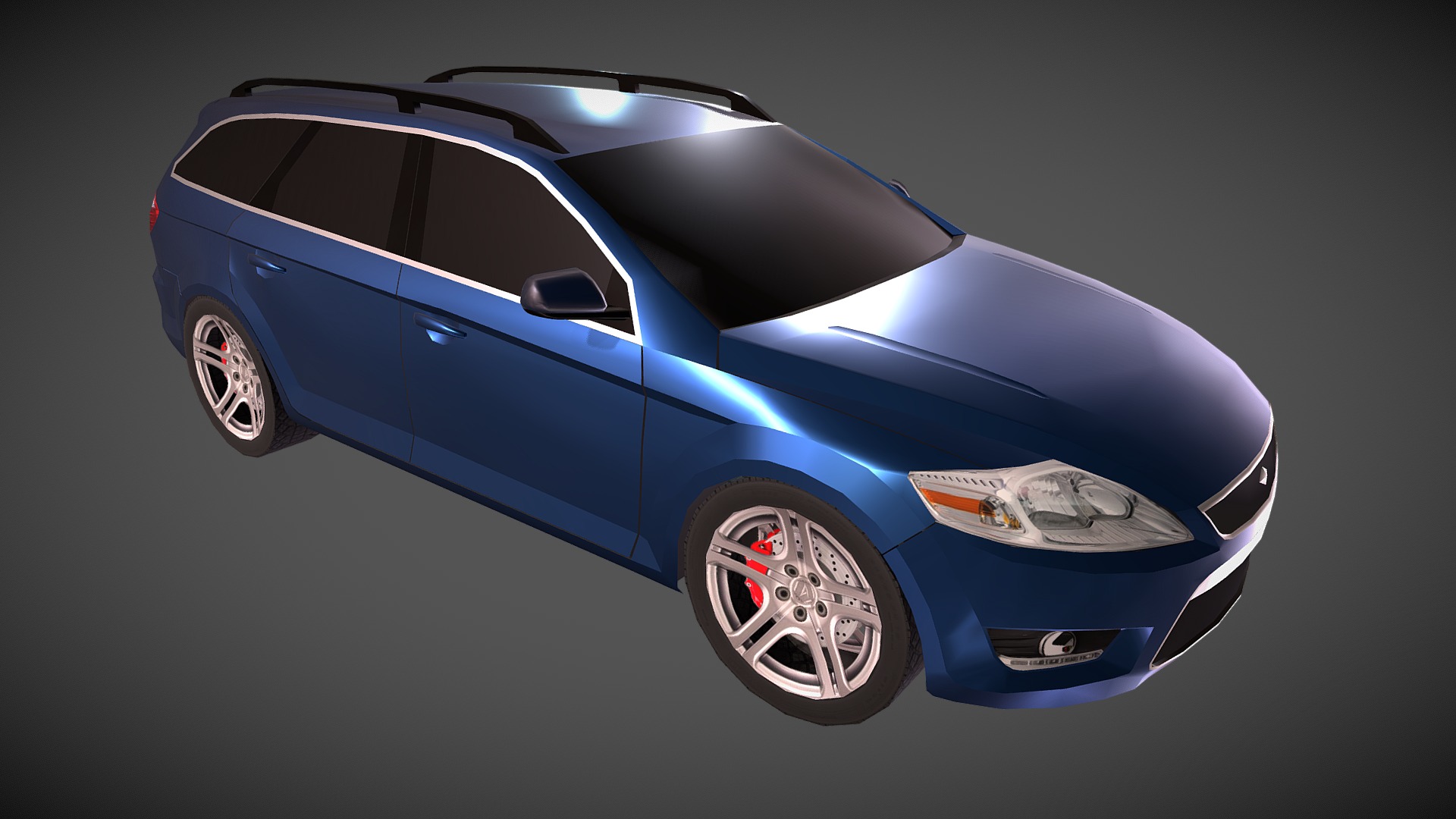 3D model Wagon1 - This is a 3D model of the Wagon1. The 3D model is about a blue car with a spoiler.