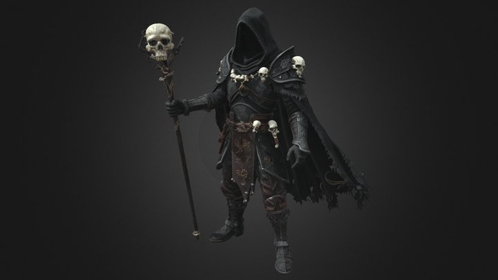 Dark Necromancer - Corrupted Staff & Skulls – Kostenloses 3D-Modell STL