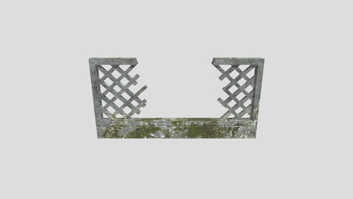 Сломанный решетчатый забор (грязный) 3D Model
