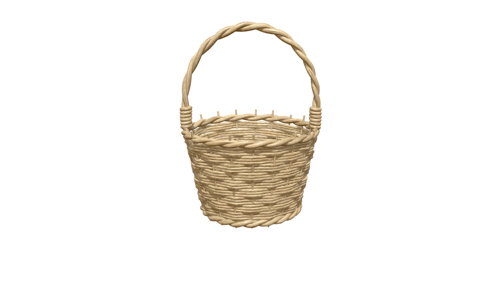 3D model Wicker basket - This is a 3D model of the Wicker basket. The 3D model is about a basket with a handle.