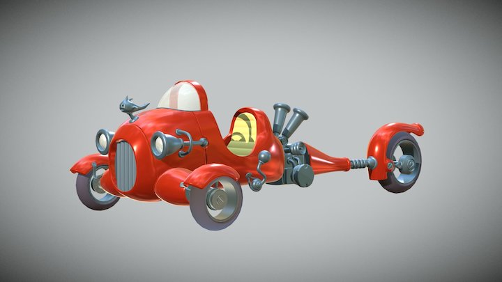 Cat in the hat car 3D Model