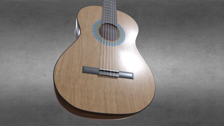 Classic Acoustic Guitar (High Poly) 3D Model