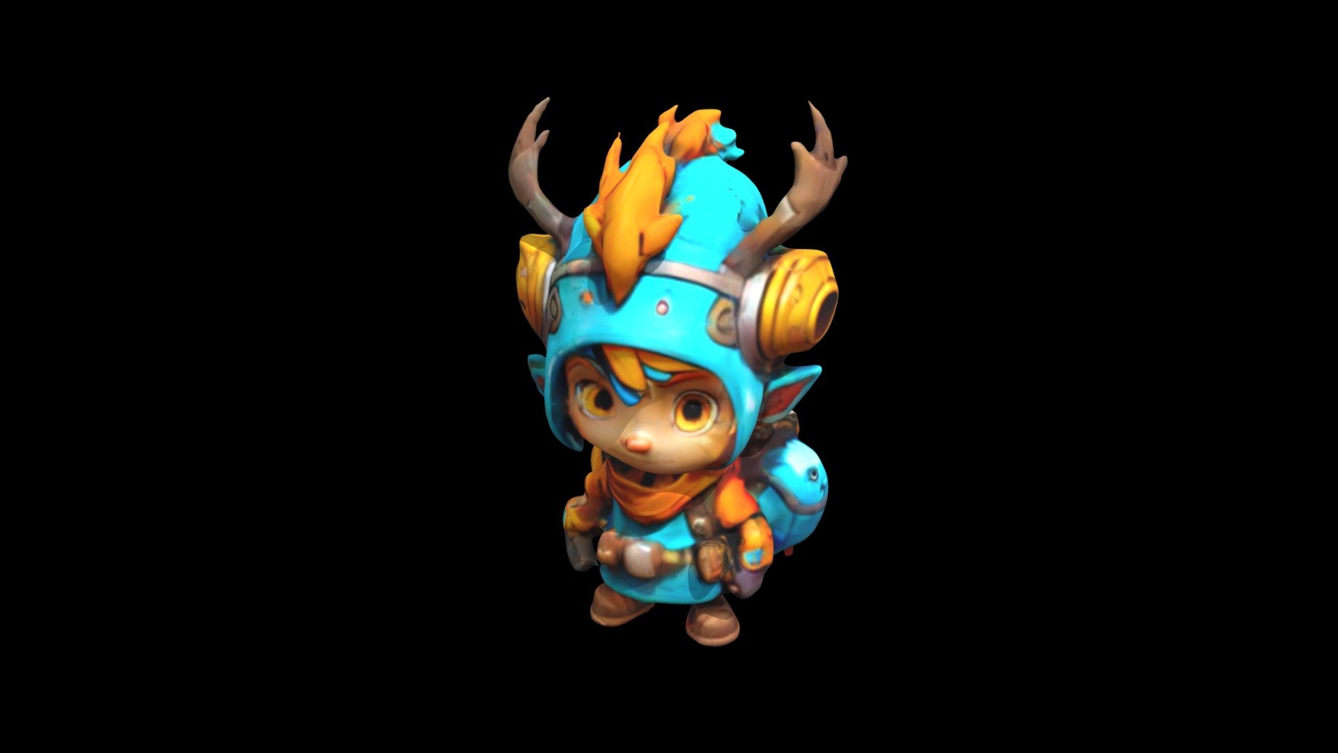 a cartoon character with horns and a blue hoo - Download Free 3D model ...