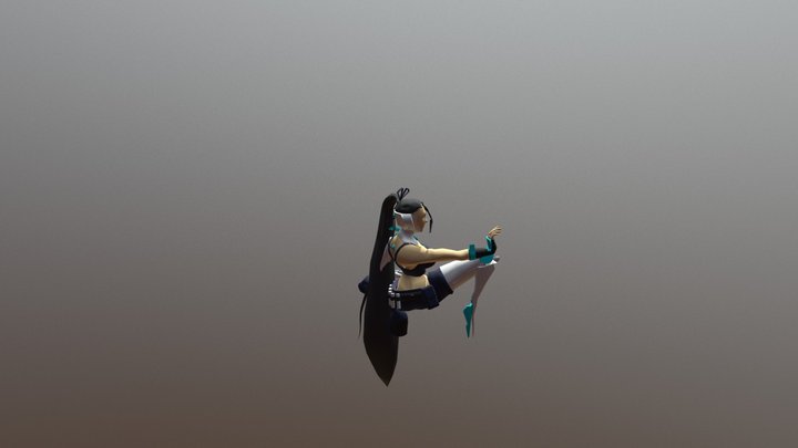 Crouch High Kick for profil view 3D Model