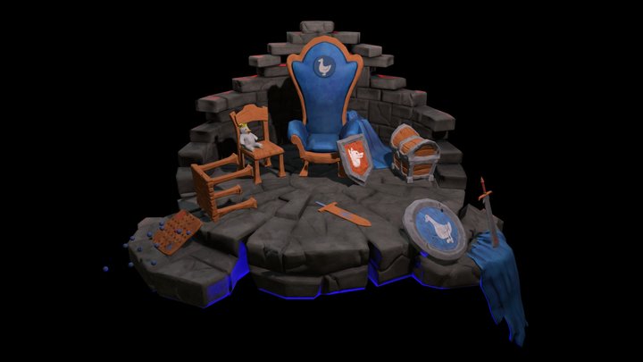 Stylized Throne Diorama 3D Model