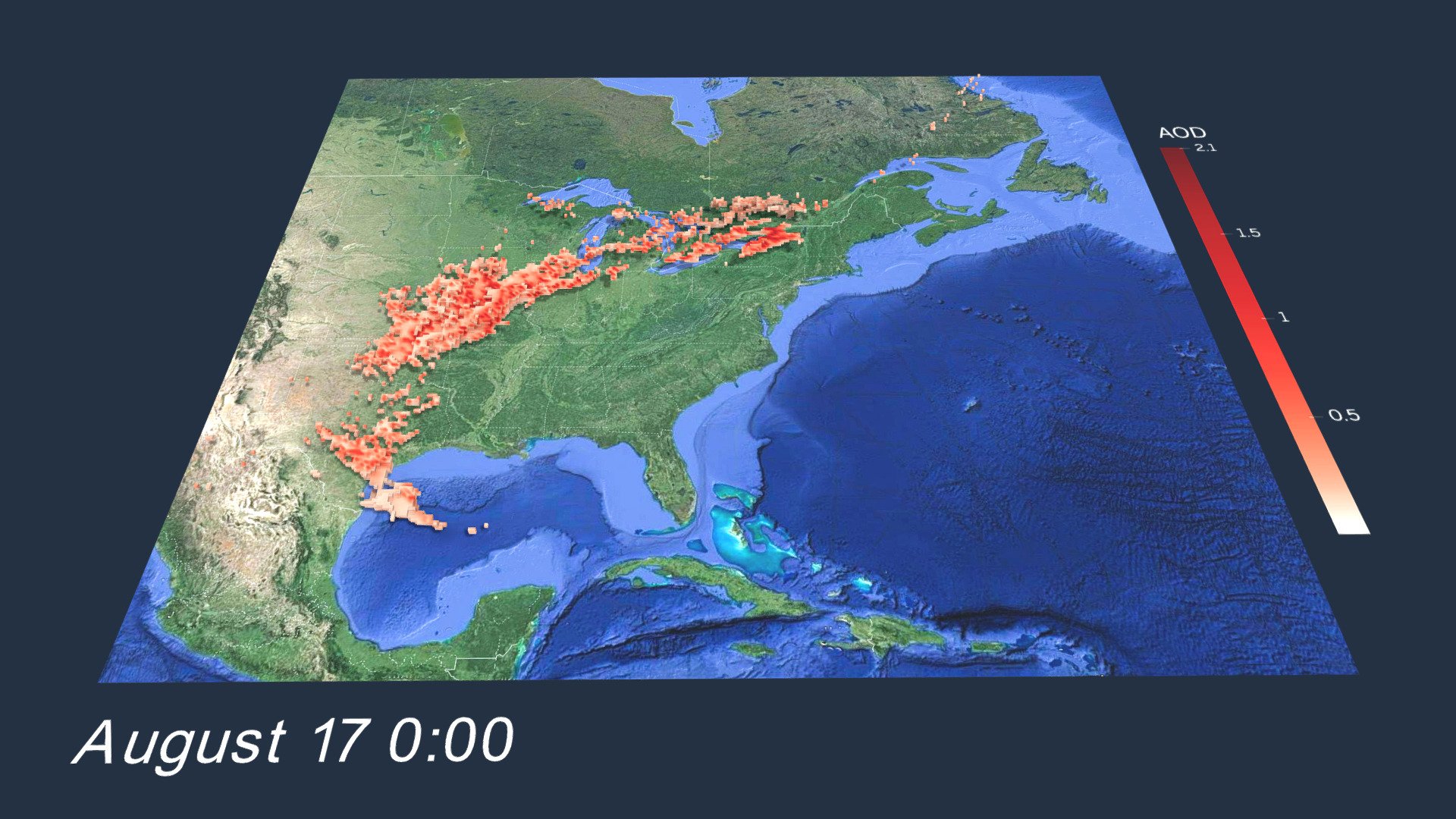 Aerosol event over North America: surface