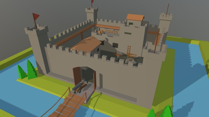 Low poly Castle 3D Model
