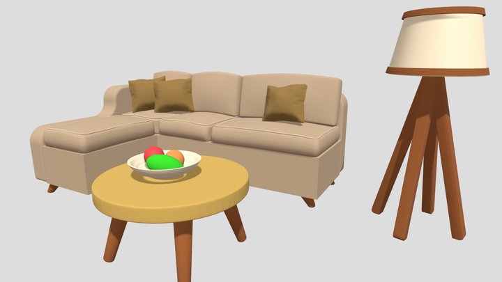 Classic Living Room Set 3D Model 3D Model