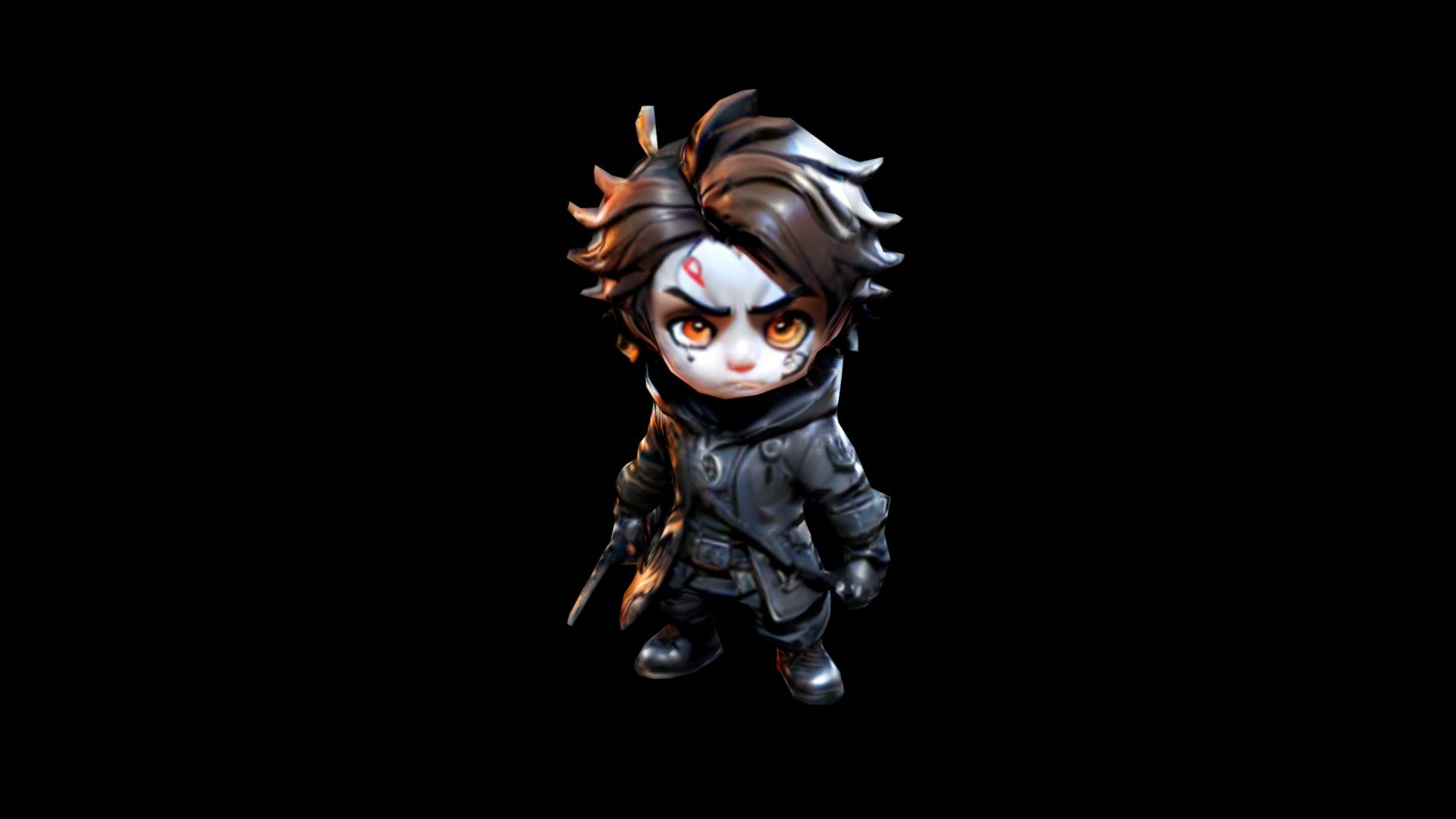 Anime-style character with spiky black hair and - Download Free 3D ...
