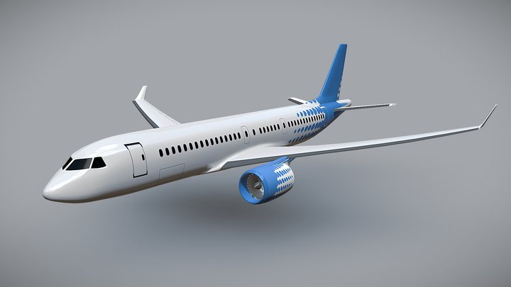 Bombardier CS-300 jetliner 3D Model