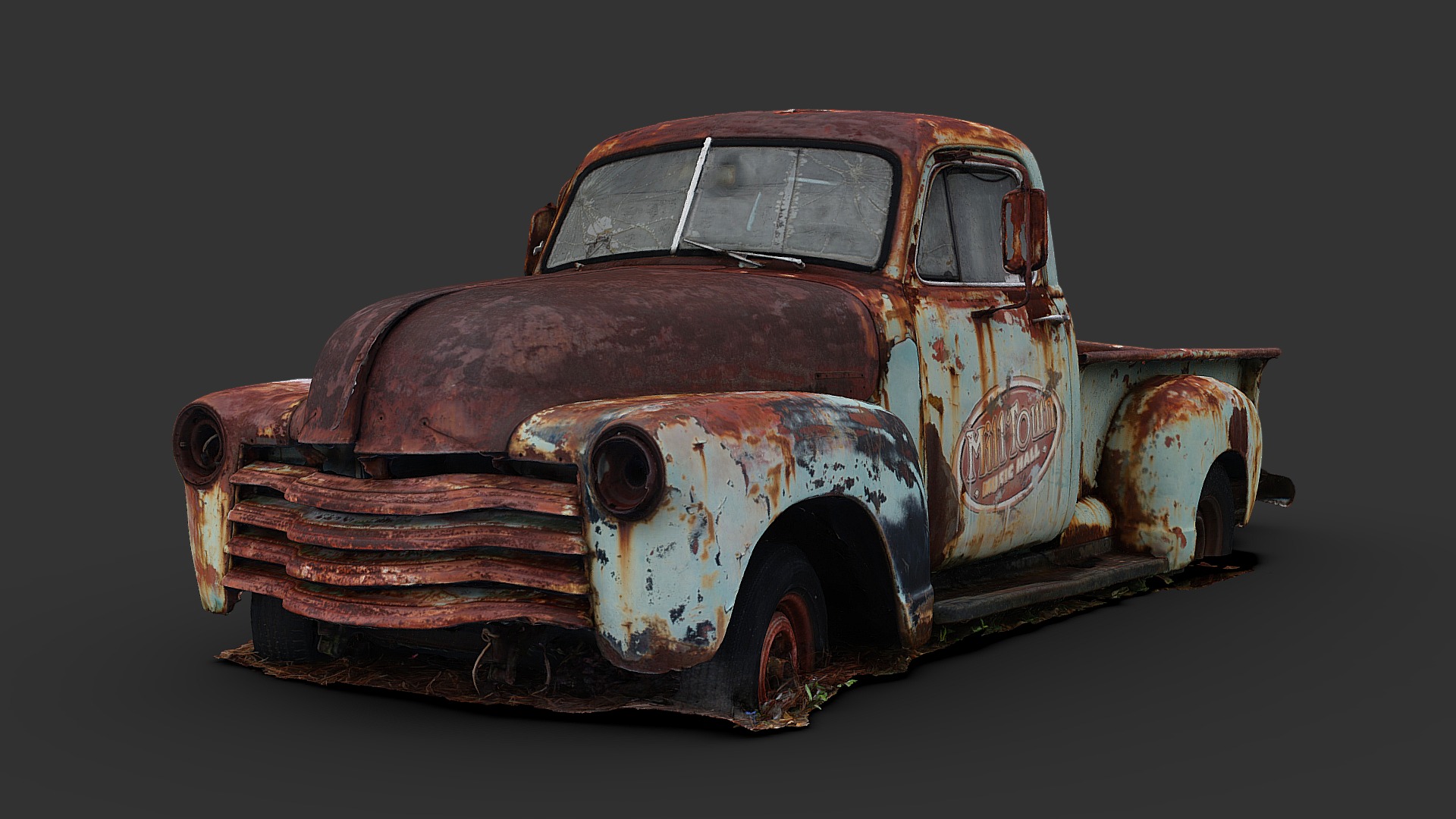 3D model Another Rusty Truck (Raw Scan) - This is a 3D model of the Another Rusty Truck (Raw Scan). The 3D model is about a rusty old car.