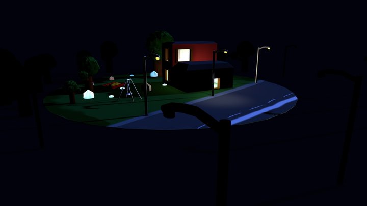 Final Diorama - House in the Night 3D Model