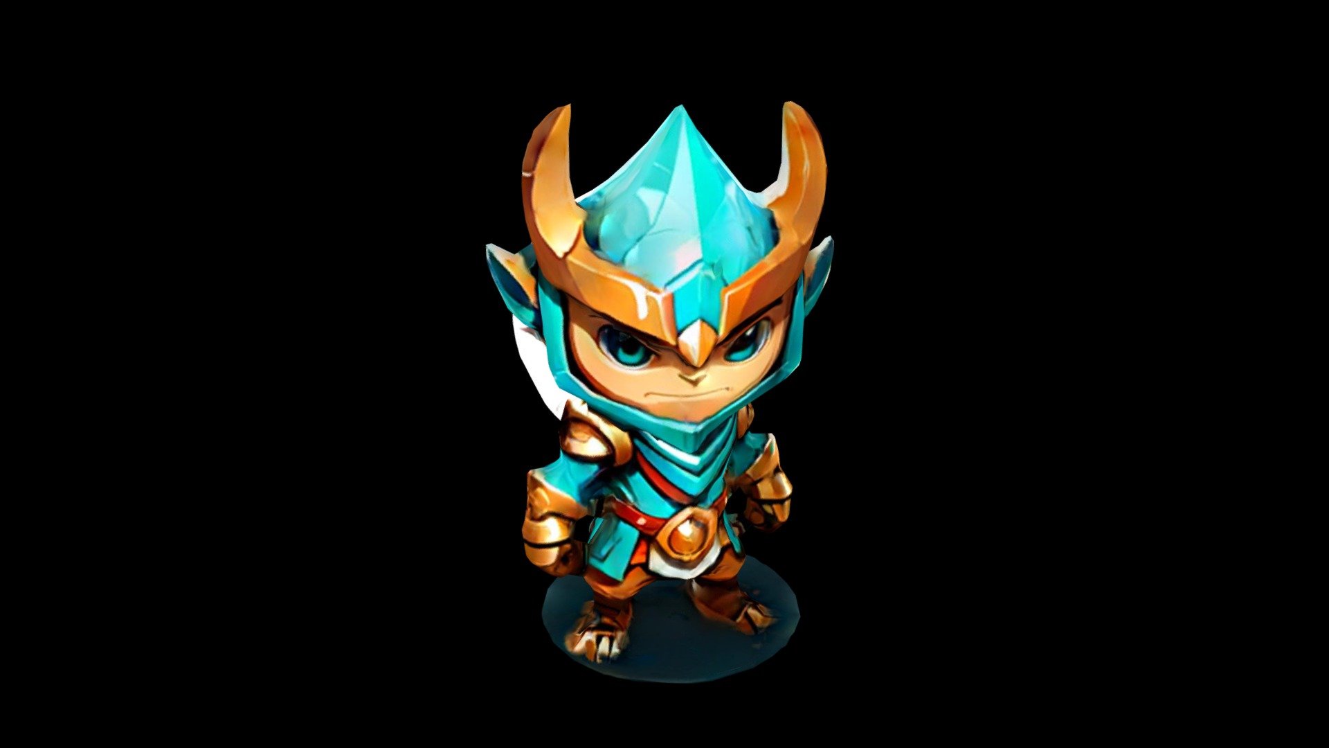 An illustration of a knight wearing turquoise ar