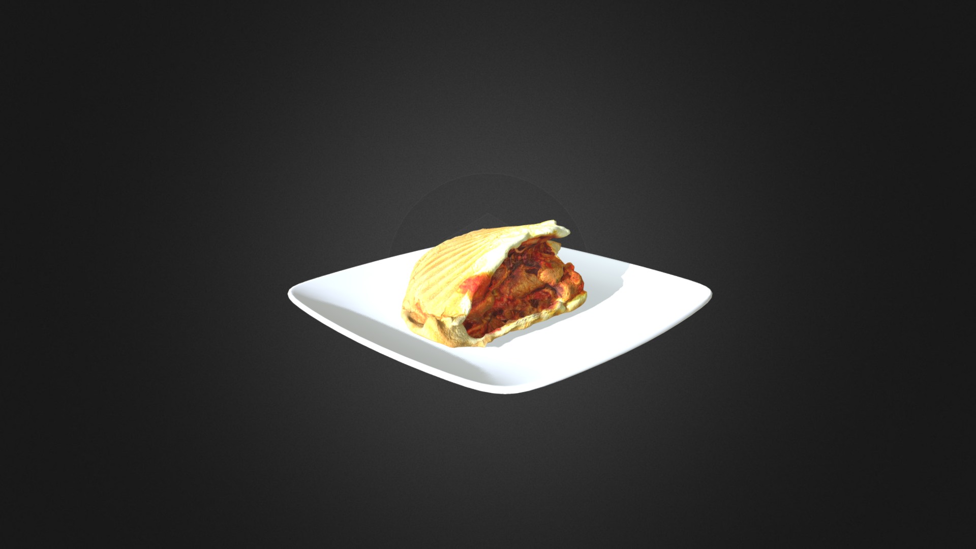3D model Bitten doner kebab - This is a 3D model of the Bitten doner kebab. The 3D model is about a piece of food on a plate.