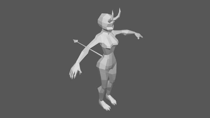 Demon Girl Low Poly 3D Model
