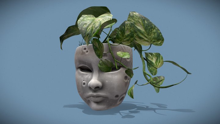 Moon face flower pot 3D Model