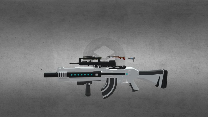 Krunker Support Gun 3D Model