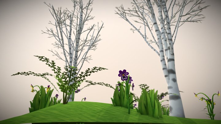 Birch Tree - Diorama 3D Model