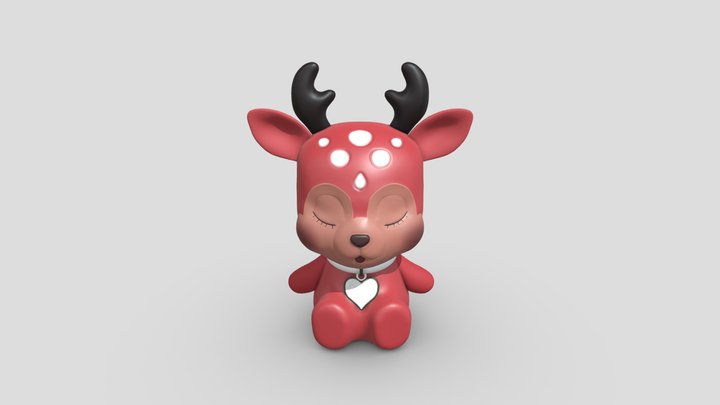 Adorable Pink Baby Deer 3D Model