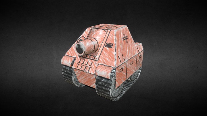 Paper Tank Red 3D Model