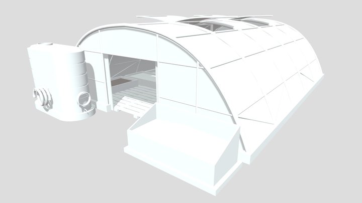 Curved Metal Frame Greenhouse 3D Model