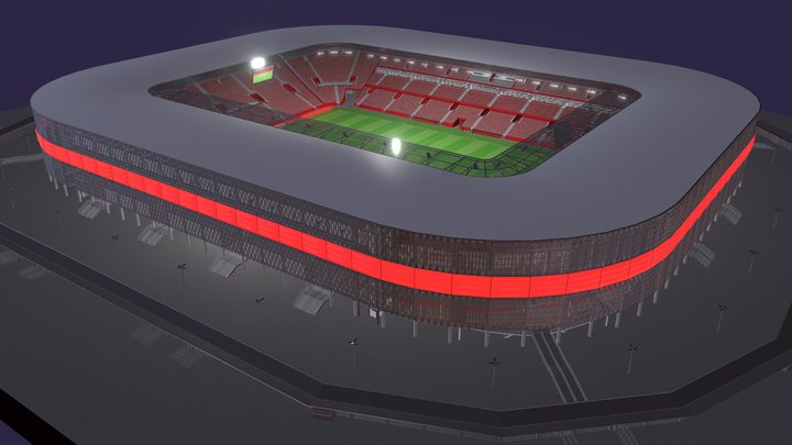 Medium-sized modern stadium (full interior) 3D Model