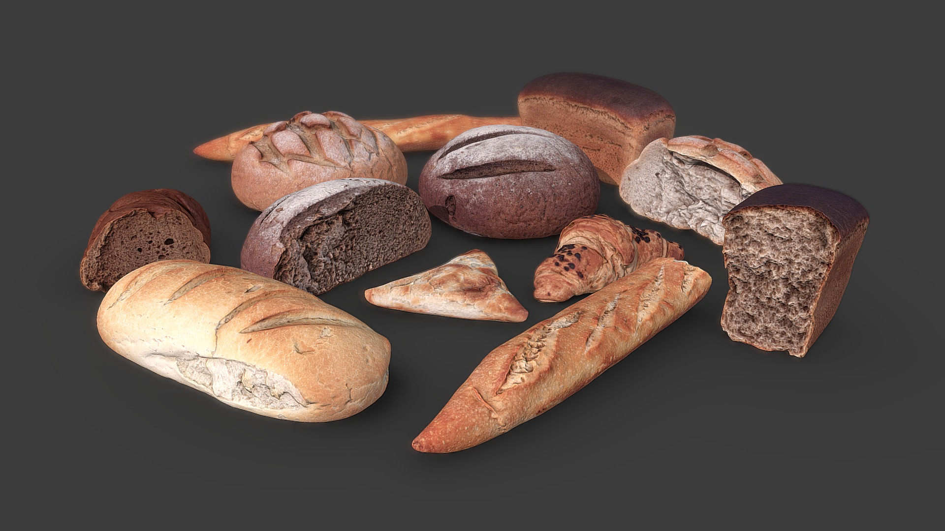 3D model Bakery Pack - This is a 3D model of the Bakery Pack. The 3D model is about a group of brown rocks.
