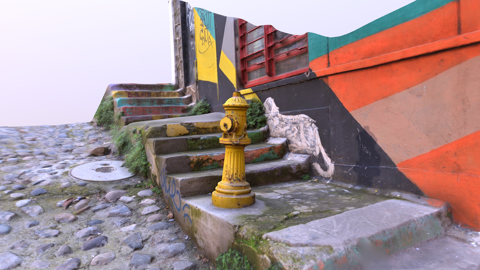 3D model Hydrant in Valparaiso, Chile - This is a 3D model of the Hydrant in Valparaiso, Chile. The 3D model is about a yellow fire hydrant.