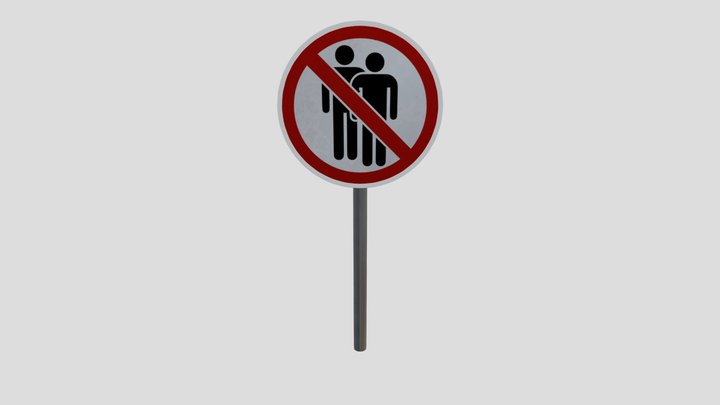 No-Human entry Road Sign 3D Model